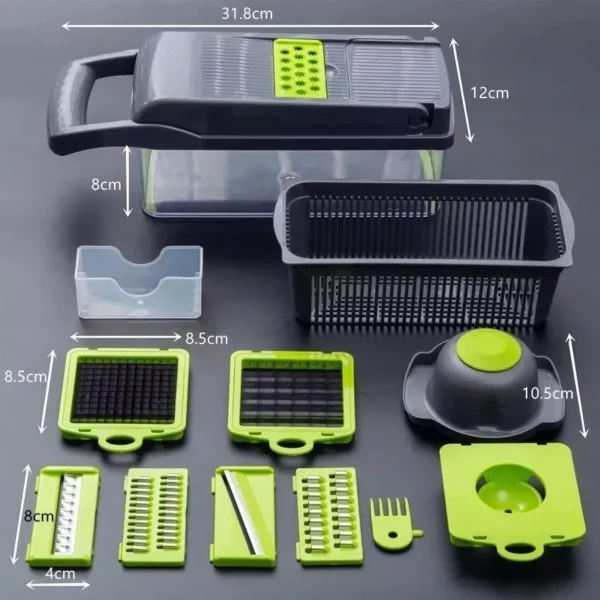 Multi Picador de Vegetales 15 en 1 – Cortador Profesional con Cuchillas Intercambiables - Imagen 2