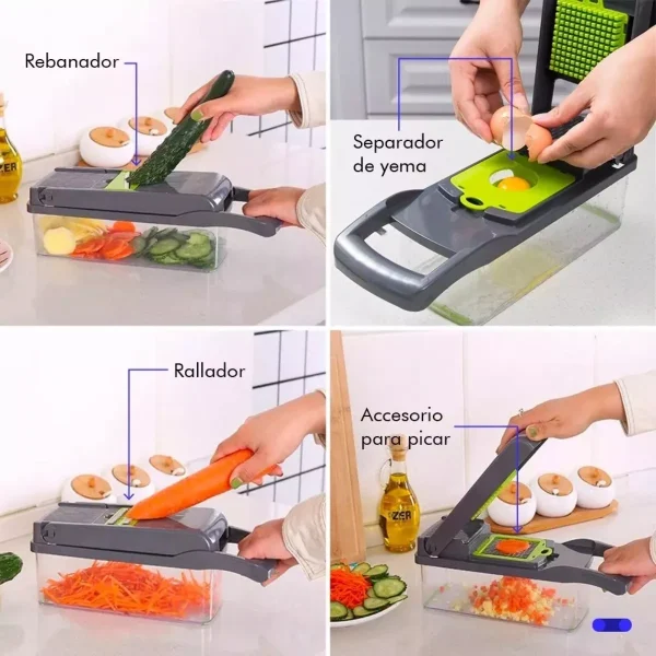 Multi Picador de Vegetales 15 en 1 – Cortador Profesional con Cuchillas Intercambiables - Imagen 3