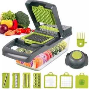 Multi Picador de Vegetales 15 en 1 – Cortador Profesional con Cuchillas Intercambiables