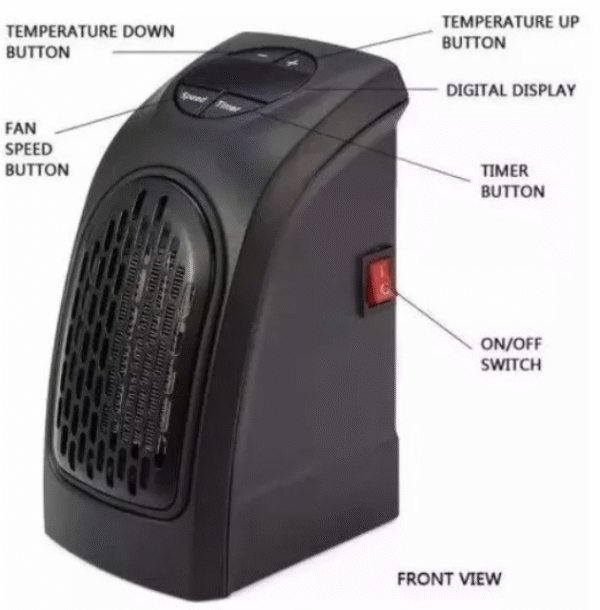 Calefactor Portátil Eléctrico de Aire Caliente – Regulable, Compacto y con Adaptador Incluido. - Imagen 3