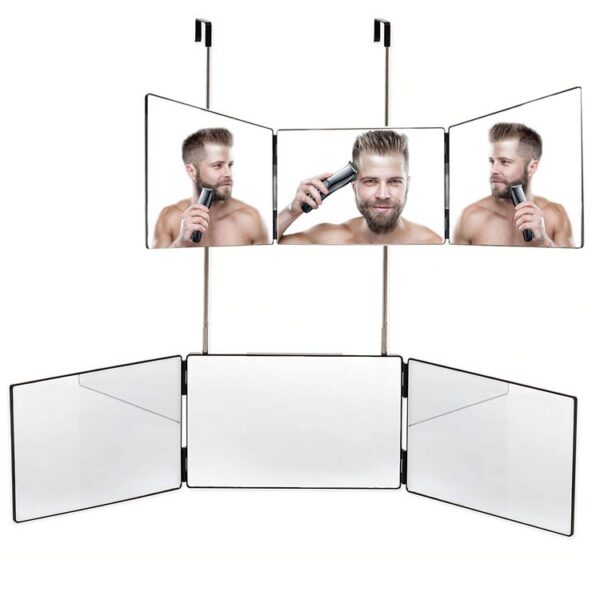 Espejo Triple de Autocorte – Corte de Cabello 360° en Casa, Portátil y Ajustable - Imagen 3