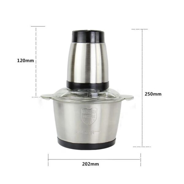 Picadora Eléctrica de Acero Inoxidable 2L – Dos Velocidades, Alta Potencia y Corte Uniforme - Imagen 2